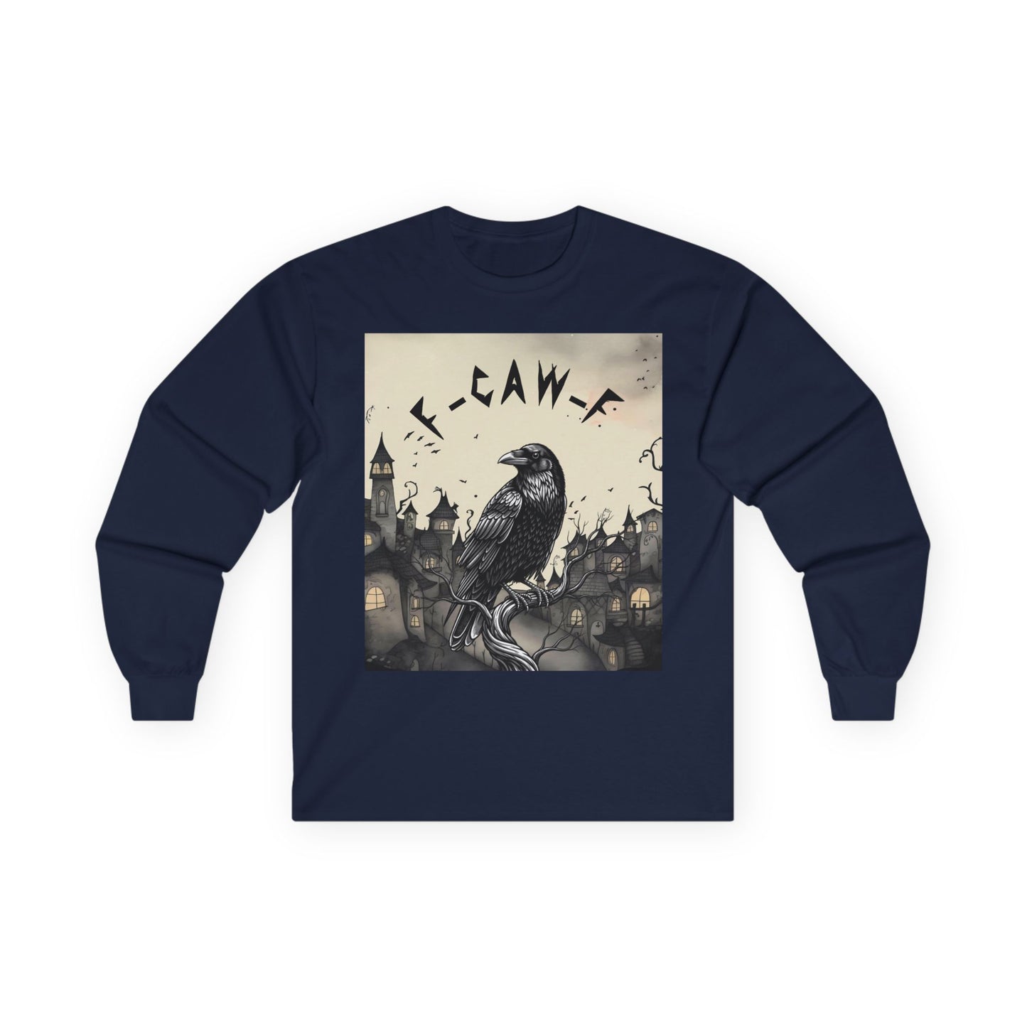 Gothic Raven F-CAW-F Crow Long Sleeve Tee – Alternative Fashion, Perfect for Halloween, Unisex Style