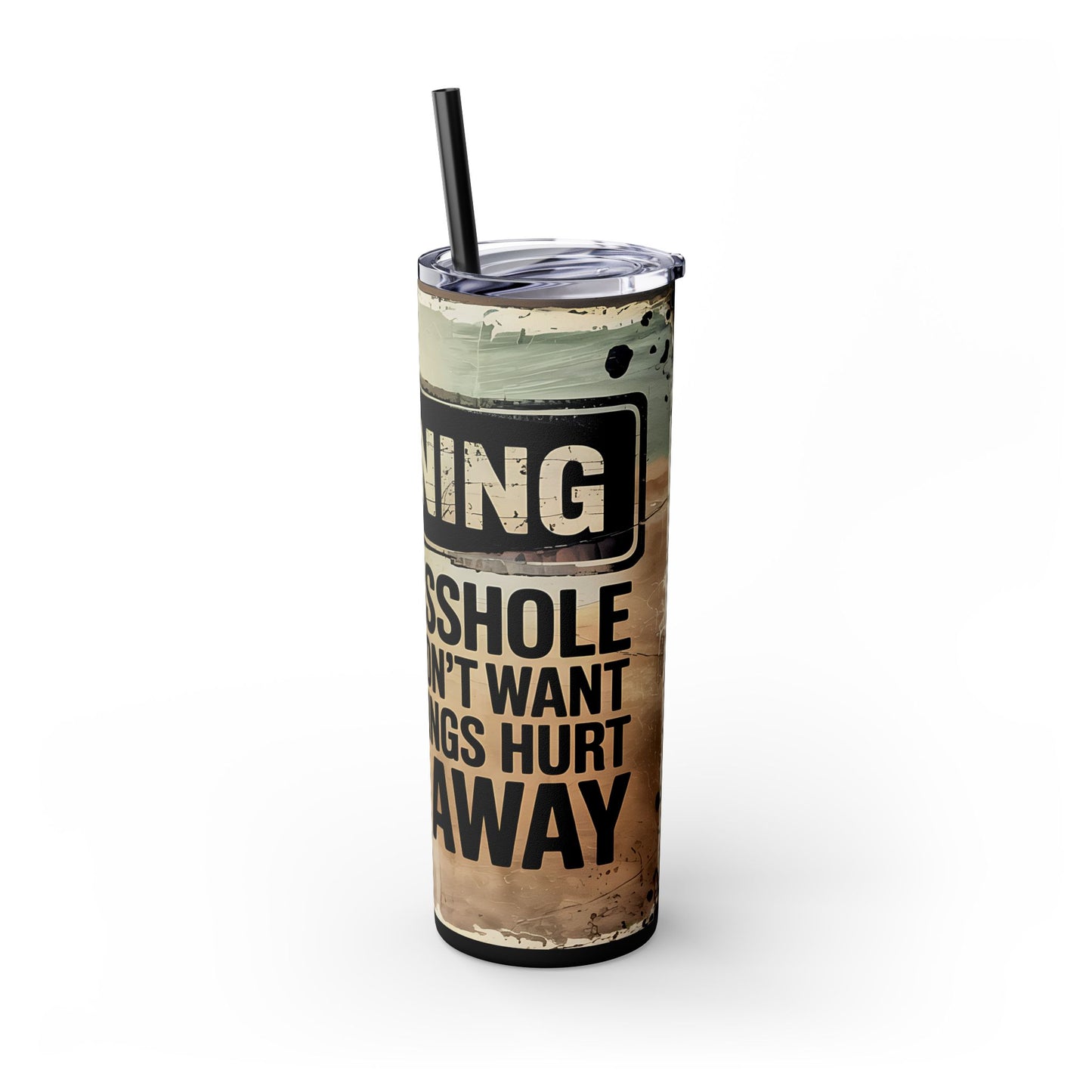 Warning I'm An Asshole - 20oz Skinny Tumbler With Straw - Fun Gift for Sassy Friends, Cool Drinkware for Parties, Adult Humor Cup, Unique Travel Mug
