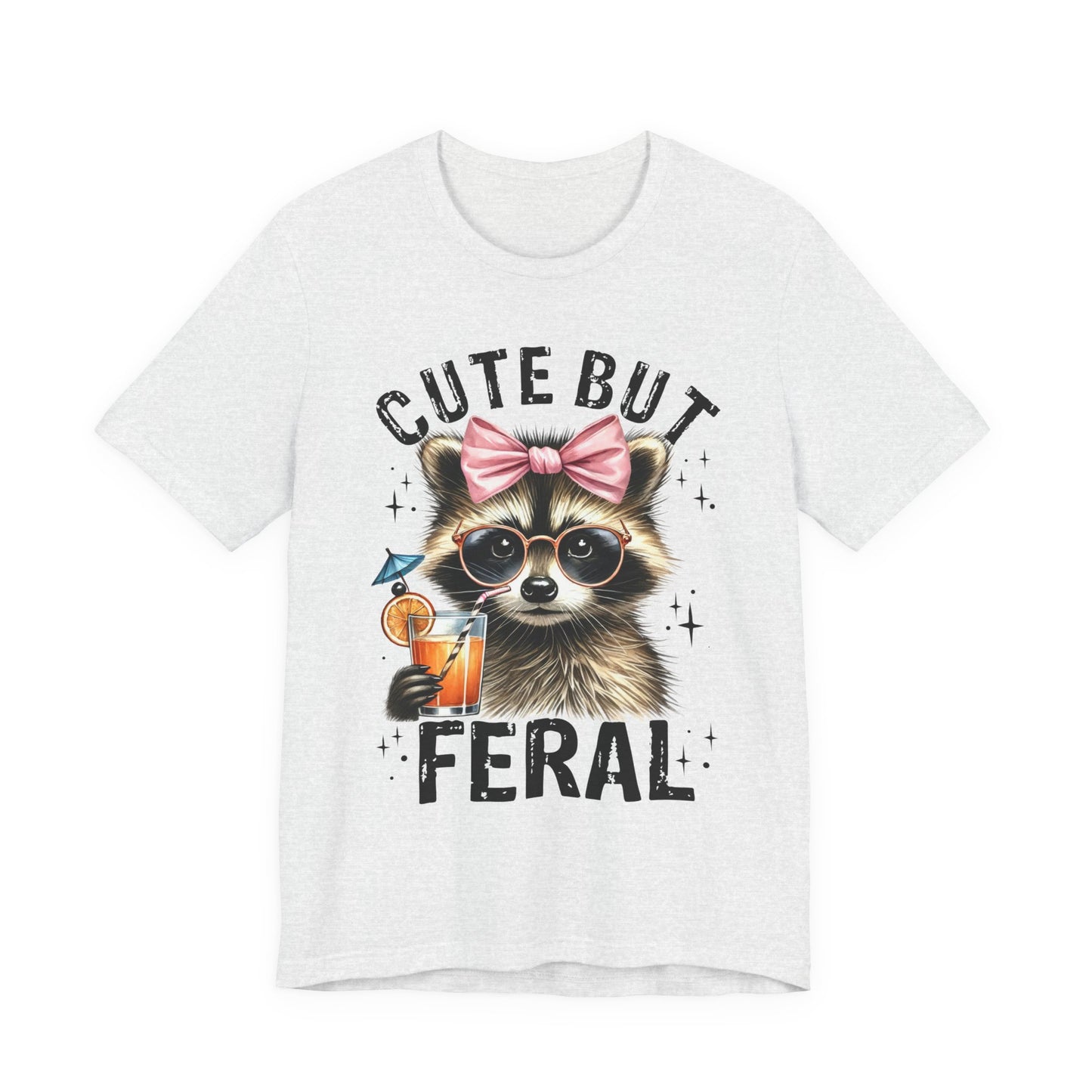 Cute But Feral Raccoon Graphic Tee | Unisex Short Sleeve T-Shirt, Fun Casual Shirt, Gift for Animal Lovers, Summer Tee, Unique Graphic Tee