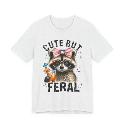Cute But Feral Raccoon Graphic Tee | Unisex Short Sleeve T-Shirt, Fun Casual Shirt, Gift for Animal Lovers, Summer Tee, Unique Graphic Tee