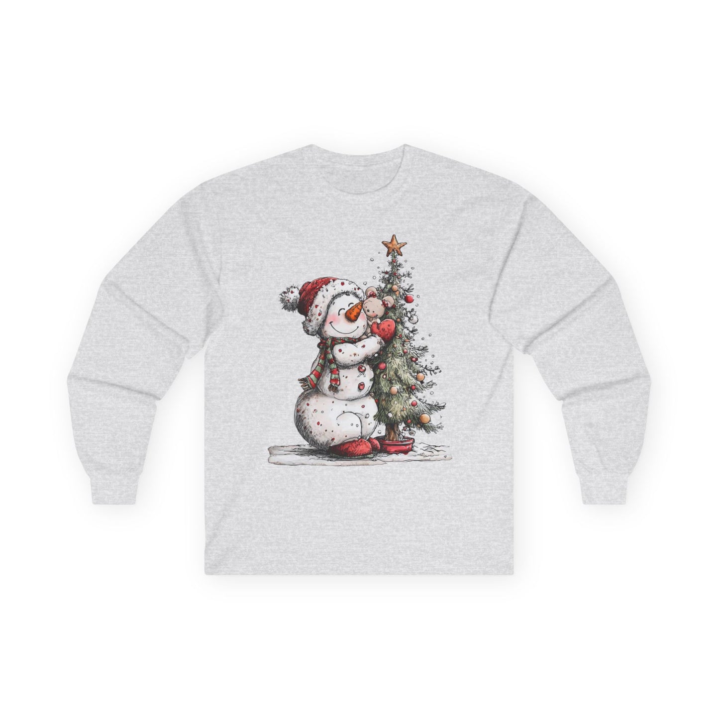 Christmas Snowman Unisex Long Sleeve Tee | Snowman Shirt, Christmas Tree Long Sleeve