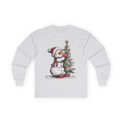 Christmas Snowman Unisex Long Sleeve Tee | Snowman Shirt, Christmas Tree Long Sleeve
