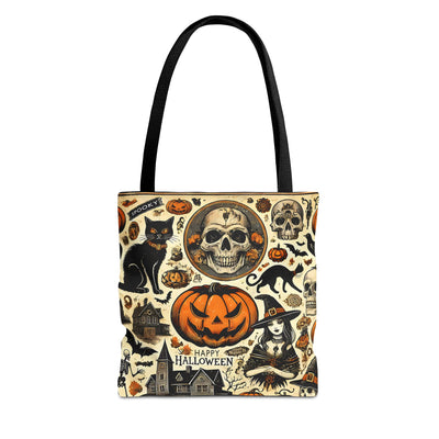 Halloween Collage Tote Bag, Spooky Grocery Bag, Pumpkin Cat Tote, Gift for Witch Lovers, Fall Festivals
