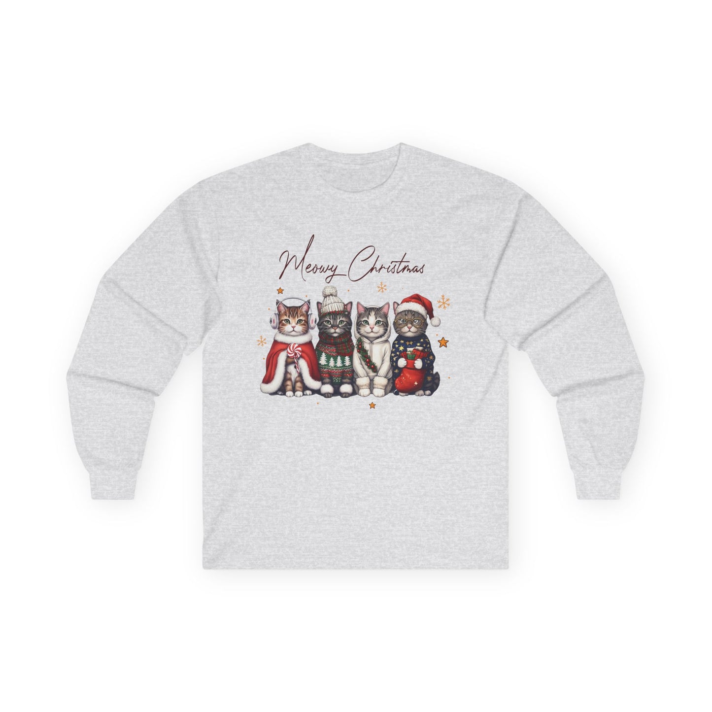 Festive Christmas Cats Long Sleeve Tee | Merry Christmas Shirt