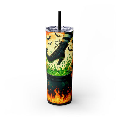 Halloween Witch 20oz Skinny Tumbler With Straw | Witchy Travel Cup, Perfect for Spooky Season, Autumn Decor, Party Supplies, Trick or Treat
