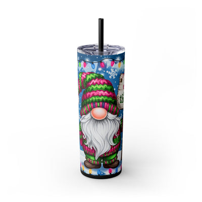 "Jingle All The Way" Gnome Christmas 20oz Skinny Tumbler with Straw | Holiday Tumbler Gift For Everyone