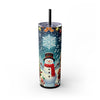 Snowman & Carolers Christmas 20oz Skinny Tumbler with Straw | Holiday Tumbler Gift For Everyone