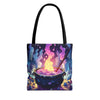 Mystical Cauldron Tote Bag | Witchcraft Tote | Large Reusable Bag | Gift for Witches | Halloween Accessory | Artsy Grocery Bag | AOP Design