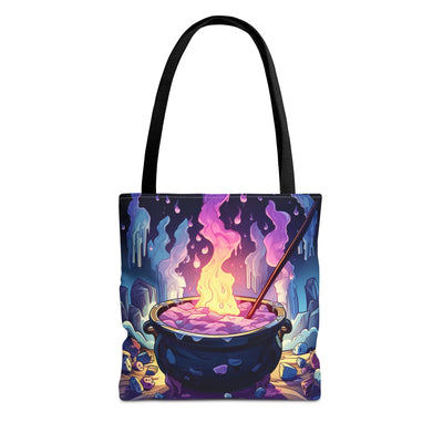 Mystical Cauldron Tote Bag | Witchcraft Tote | Large Reusable Bag | Gift for Witches | Halloween Accessory | Artsy Grocery Bag | AOP Design