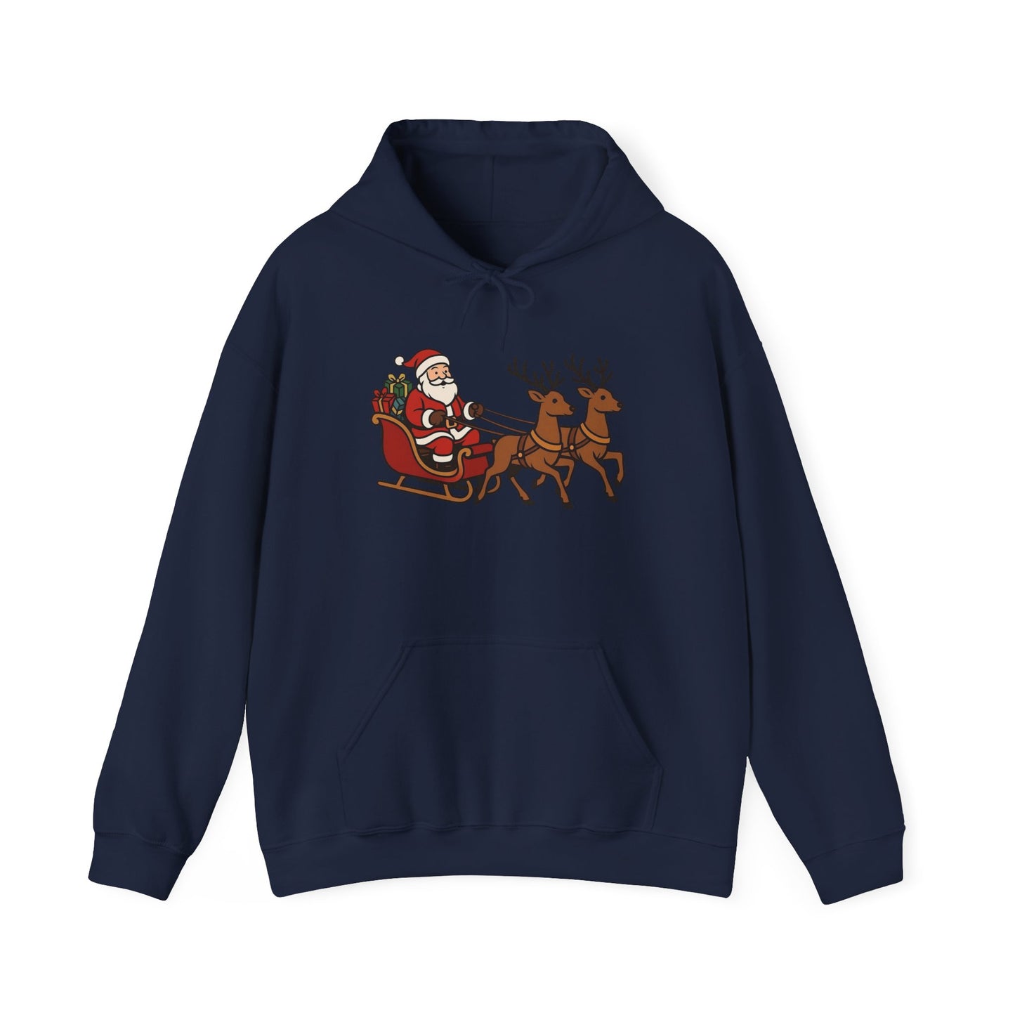 Santa Sleigh Hoodie | Christmas Festive Holiday Hooded Sweatshirt