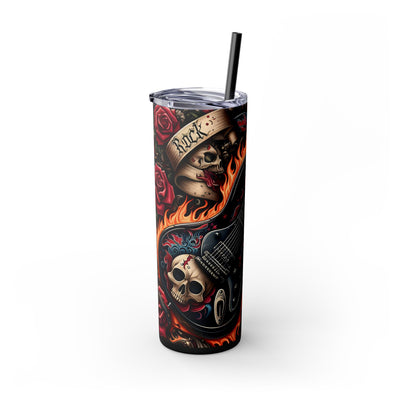 Rock & Roll Electric Guitar 20oz Skinny Tumbler With Straw - Perfect for Music Lovers, Festivals, and Birthday Gift