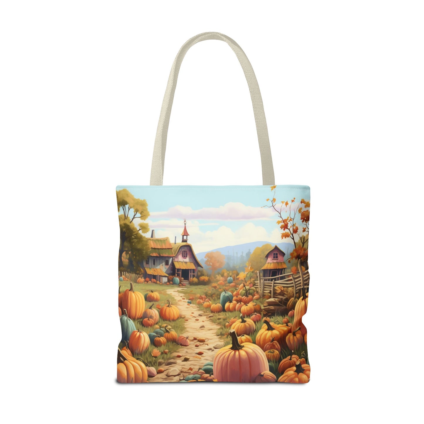 Autumn Harvest Tote Bag - Pumpkin Patch AOP, Eco-Friendly Grocery Bag, Fall Festival Accessory, Thanksgiving Gift, Seasonal Shopping Bag