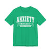 Anxiety University Graphic Tee | Unisex Short Sleeve T-Shirt, Funny College Shirt, Mental Health Awareness Gift, Graduation Gift, Casualwear