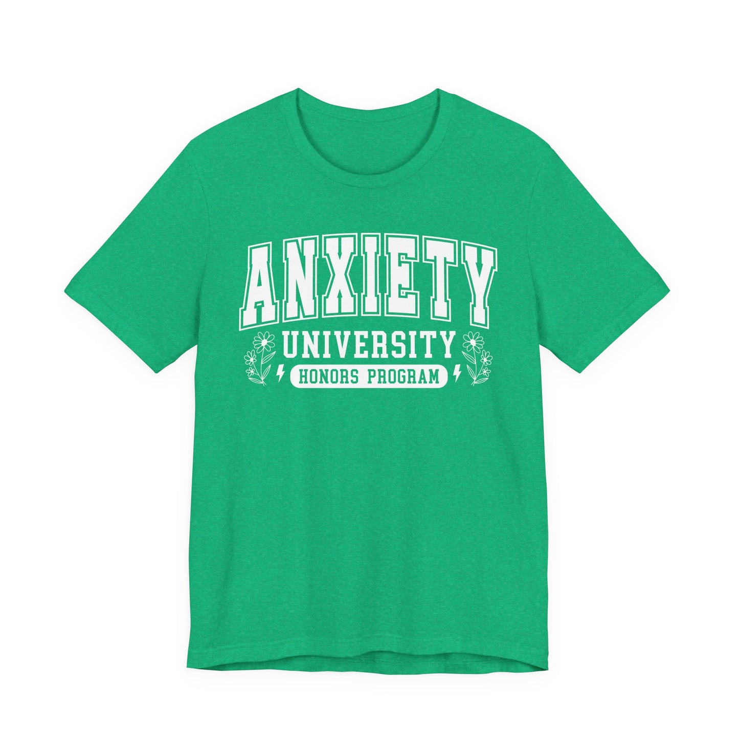 Anxiety University Graphic Tee | Unisex Short Sleeve T-Shirt, Funny College Shirt, Mental Health Awareness Gift, Graduation Gift, Casualwear