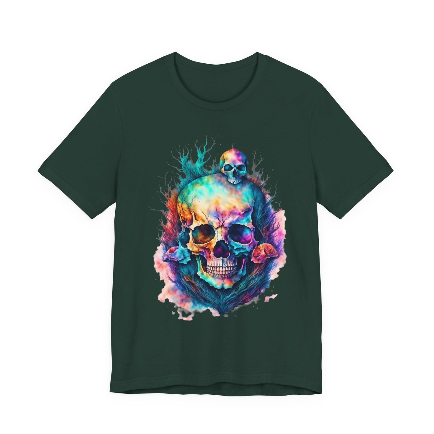 Colorful Skull Graphic Tee for Art Lovers, Unisex Jersey Tee for Halloween, Gothic Fashion, Unique Gift, Casual Wear