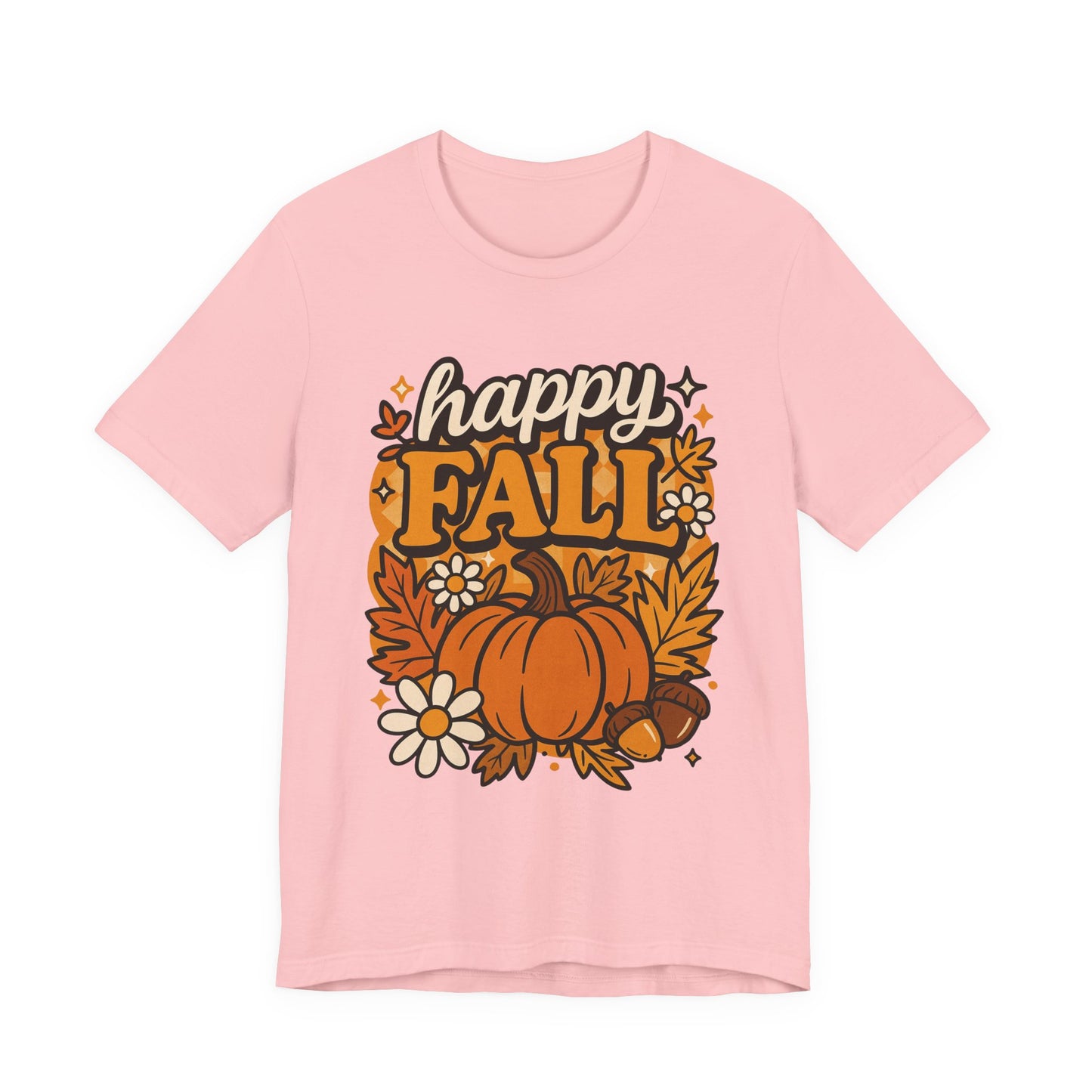 Happy Fall Pumpkin Graphic Tee | Unisex Short Sleeve T-Shirt, Autumn Tee, Seasonal Apparel, Thanksgiving Gift, Cozy Fall Vibes, Graphic Tee, Pumpkin Shirt