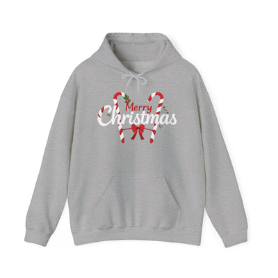 "Merry Christmas" Candy Cane Hoodie | Christmas Festive Holiday Hooded Sweatshirt