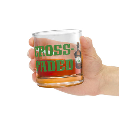 "Crossfaded" Rocks Glass, Unique 10oz Glassware for Whiskey Lovers, Naughty Home Bar Decor