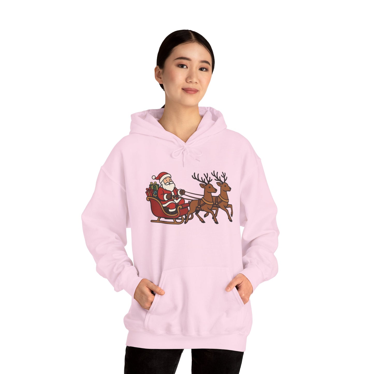 Santa Sleigh Hoodie | Christmas Festive Holiday Hooded Sweatshirt