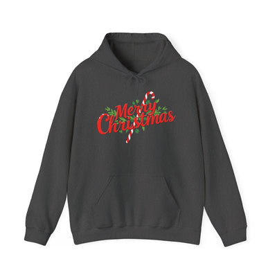 "Merry Christmas" Candy Cane Hoodie | Christmas Festive Holiday Hooded Sweatshirt