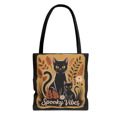 Spooky Vibes Tote Bag, Halloween Bag, Cat Lovers Gift, Eco-Friendly Shopper, Fall Accessories, Cute Cat Tote