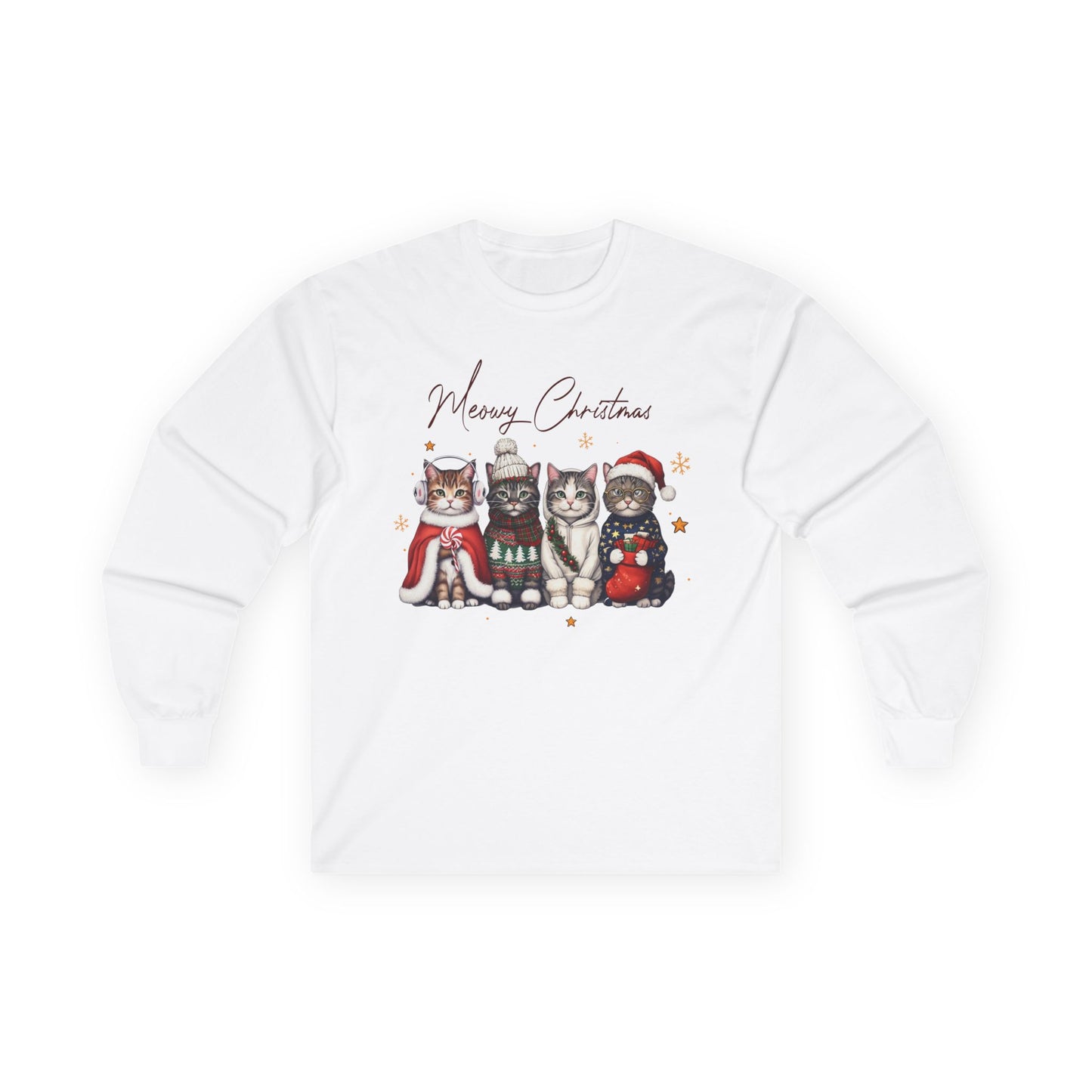 Festive Christmas Cats Long Sleeve Tee | Merry Christmas Shirt
