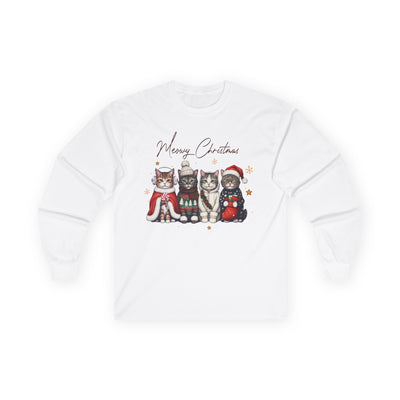 Festive Christmas Cats Long Sleeve Tee | Merry Christmas Shirt