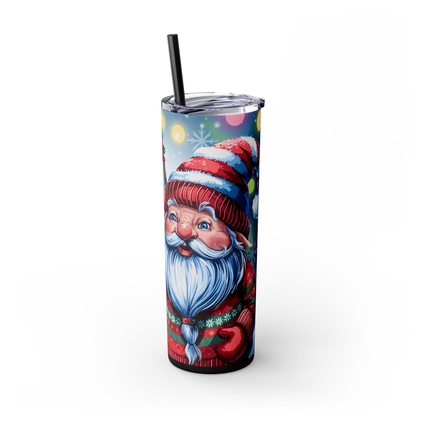 "Jingle All The Way" Santa Christmas 20oz Skinny Tumbler with Straw | Holiday Tumbler Gift For Everyone