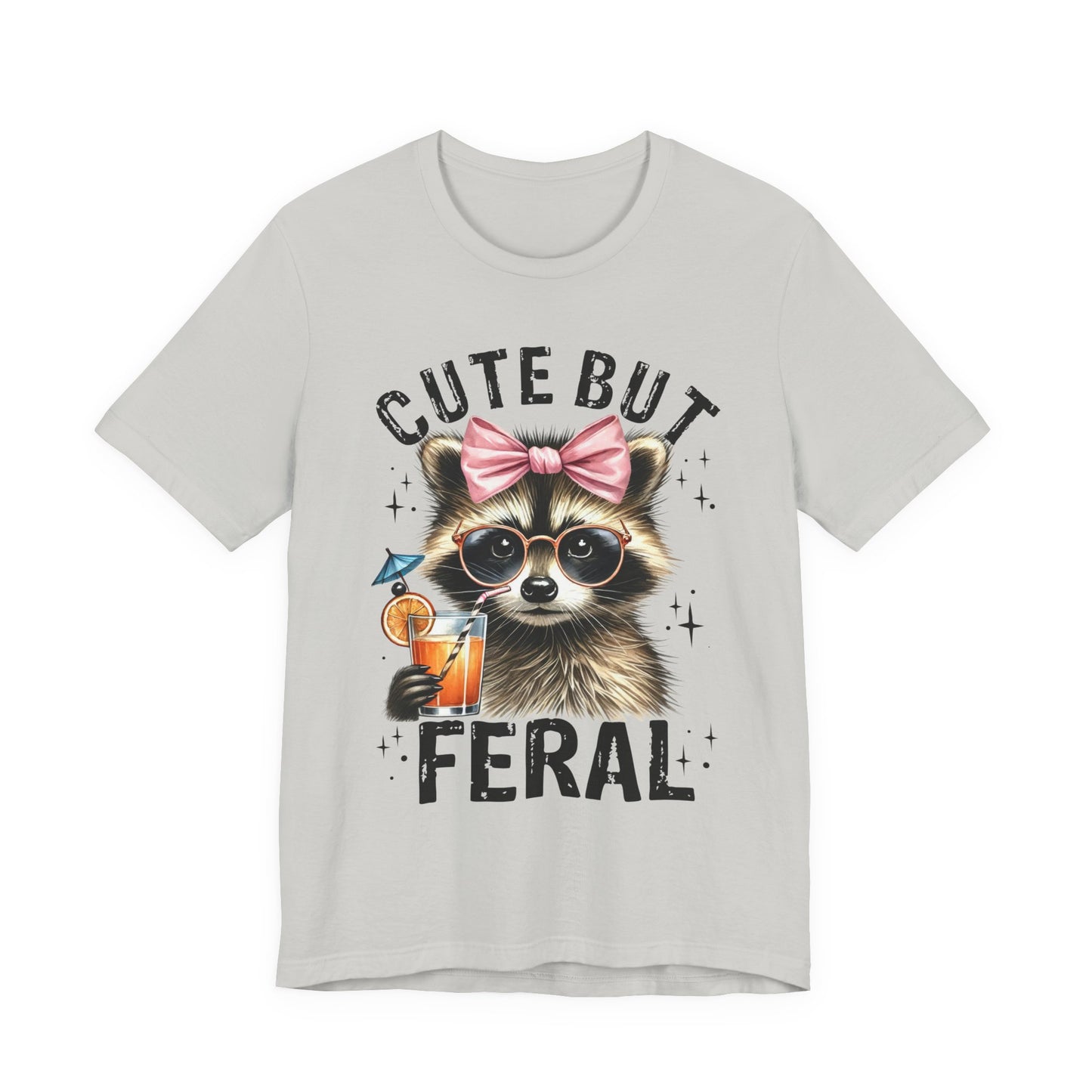 Cute But Feral Raccoon Graphic Tee | Unisex Short Sleeve T-Shirt, Fun Casual Shirt, Gift for Animal Lovers, Summer Tee, Unique Graphic Tee
