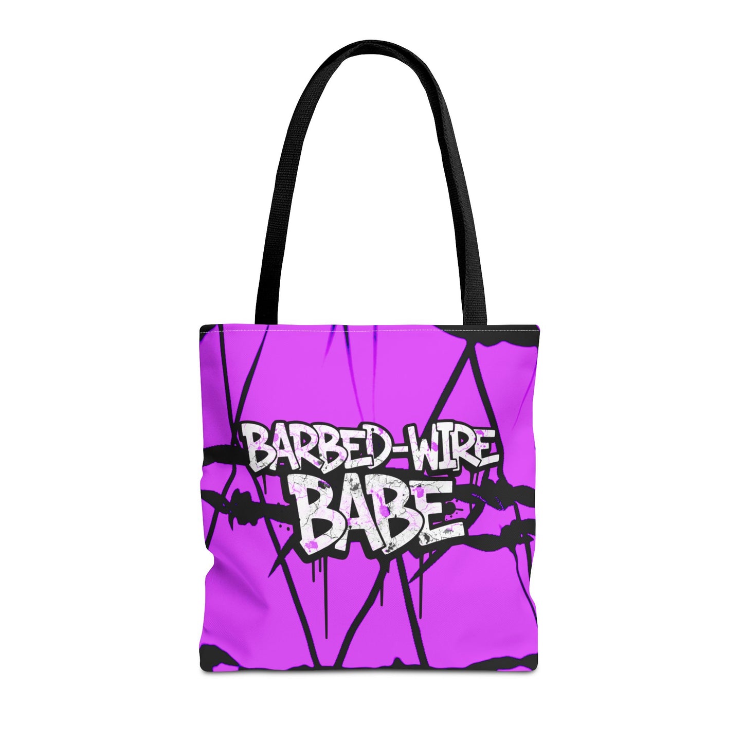 Barbed-Wire Babe Tote Bag | Pink Urban Grunge All-Over Print Streetwear Tote Bag