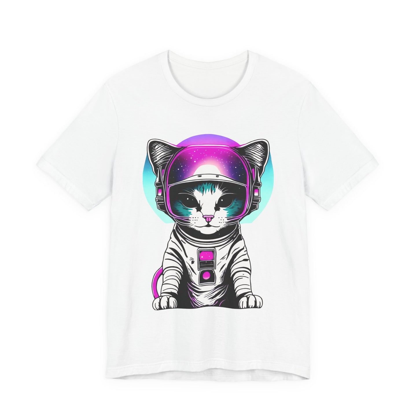 Galactic Cat Graphic Tee | Unisex Short Sleeve T-Shirt, Cosmic Cat Astronaut Shirt, Cute Pet Lover Gift, Fun Space Cat Apparel, Birthday, Casual Wear, Unique Gift