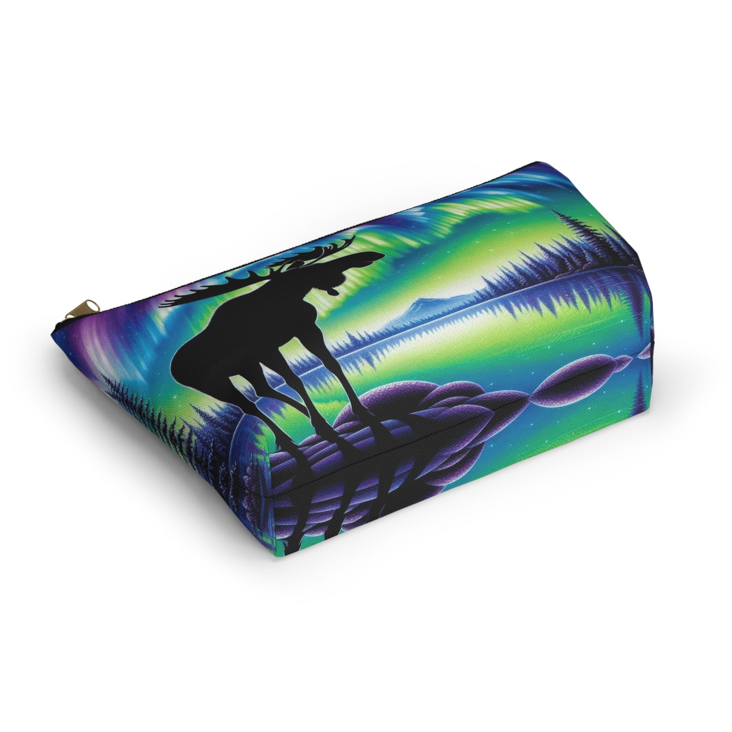 Northern Lights Moose Accessory Pouch, Nature Lover's Travel Organizer, Handbag Essential, Gift for Outdoorsy Friends, Aurora Borealis Design