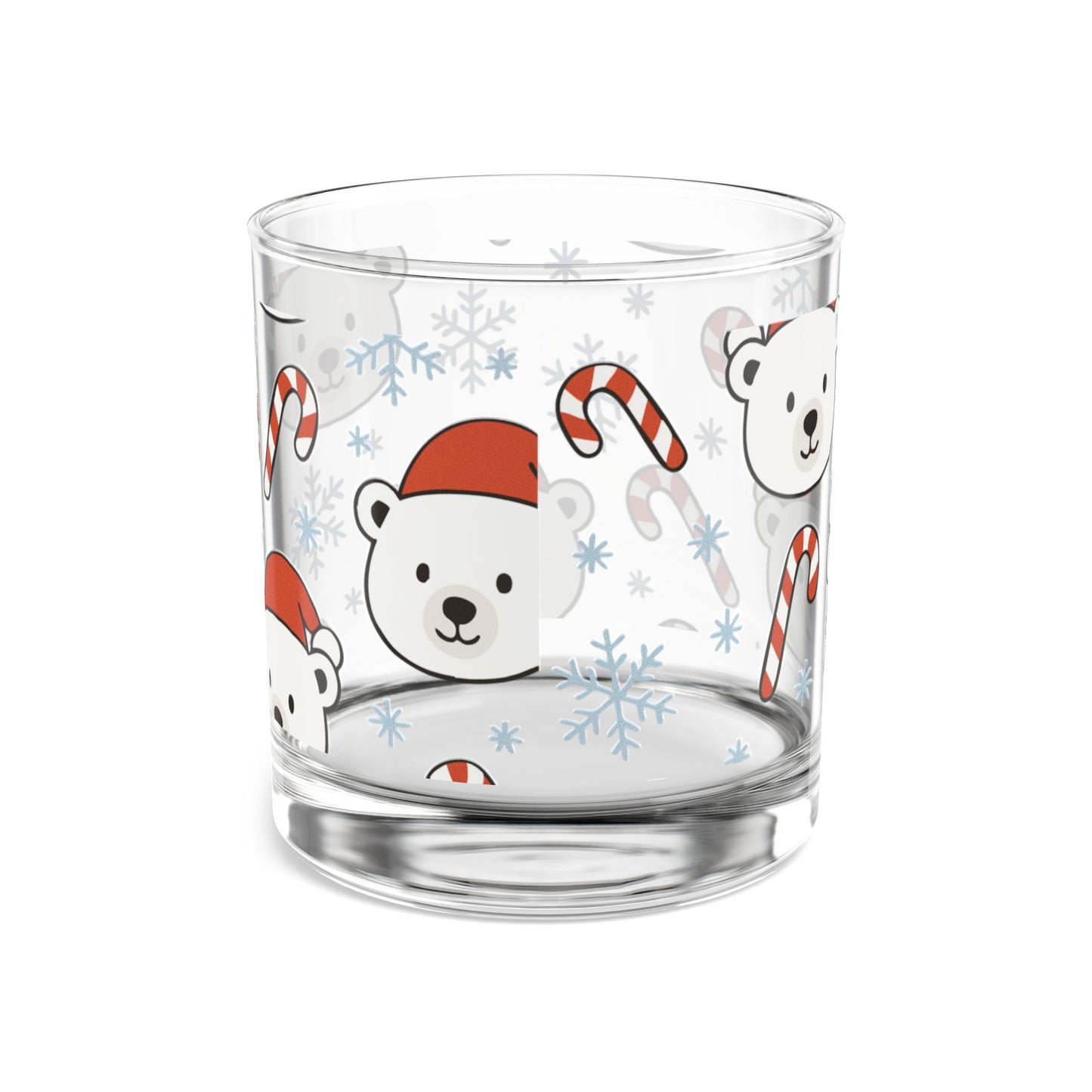 Festive Polar Bear 10oz Rocks Glass | Christmas Holiday Cheer Drinkware