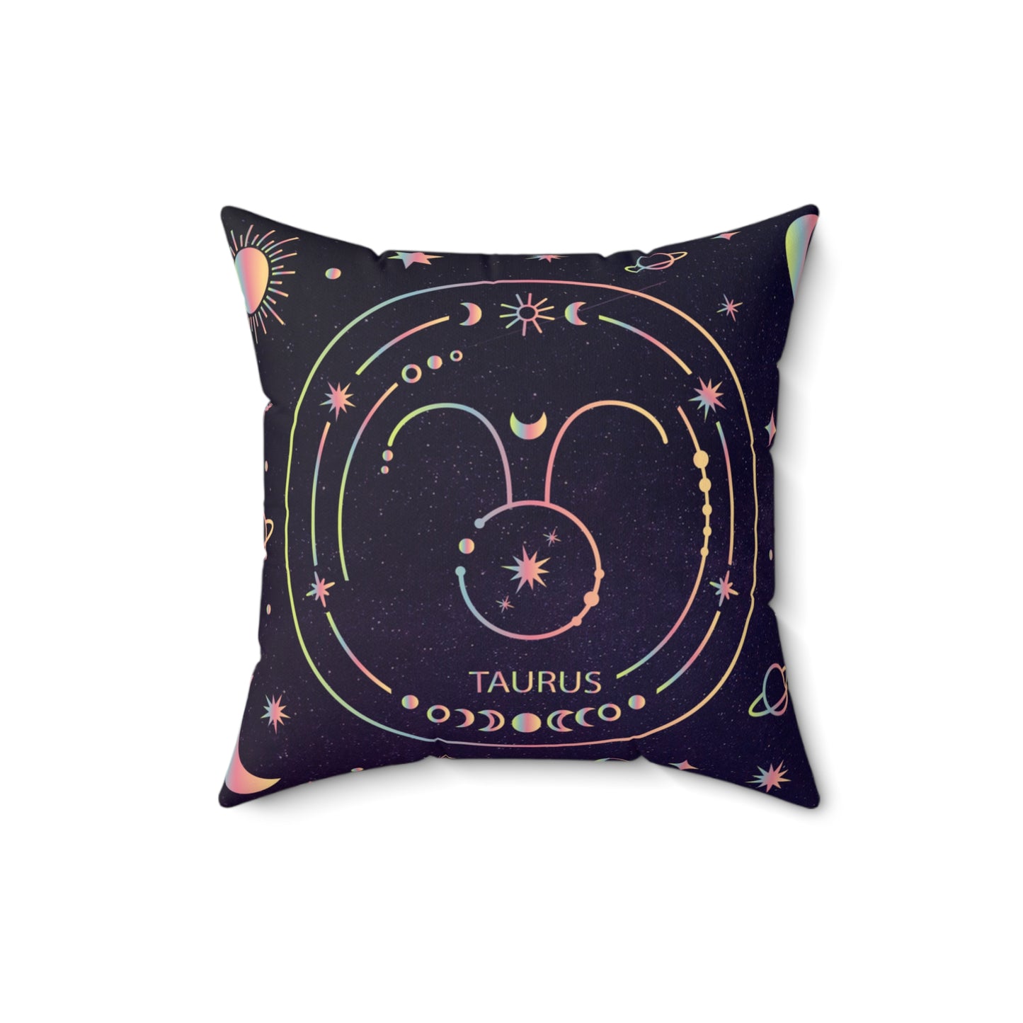 Taurus Zodiac Faux Suede Pillow, Celestial Home Decor, Astrology Gift, Zodiac Cushion for Taurus, Boho Pillow, Cosmic Throw Pillow