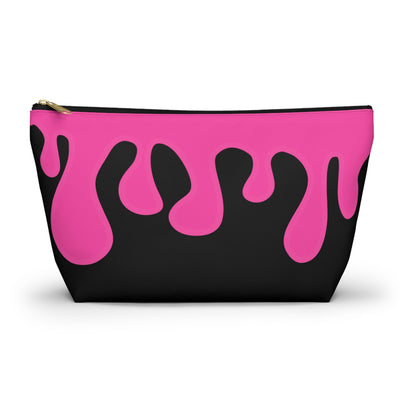 Pink & Black Drippy Accessory Pouch, Fun Makeup Bag, Travel Organizer, Cute Gift, Drip Pattern Pouch