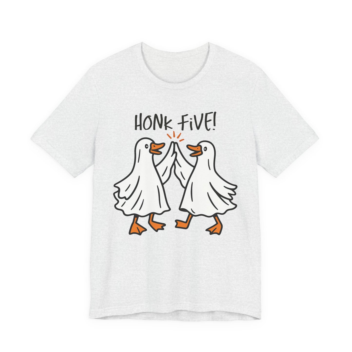 Halloween Geese Ghosts - Honk Five Unisex Tee, Fun Graphic Shirt, Casual Wear, Gift for Animal Lovers, Lighthearted Apparel
