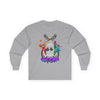 Gangster Graphic Streetwear Long Sleeve Tee | Color Splash Ski Mask with Crossed Guns Shirt