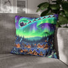 Santa Sleigh Winter Village - Northern Lights Christmas Pillowcase | Holiday Decorative Throw Pillow Cover COVER ONLY