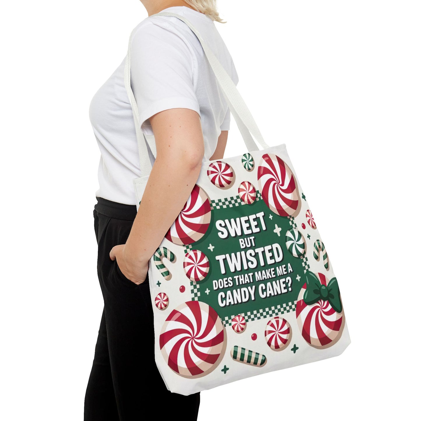 Candy Cane Christmas Tote Bag | Festive Holiday Gift & Shopping Bag