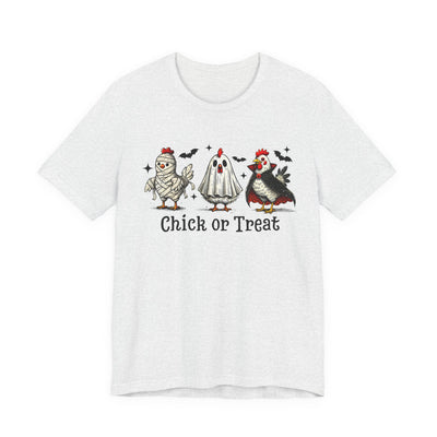 Chick or Treat Tee Halloween Unisex Short Sleeve Shirt, Cute Halloween Tee, Casual Halloween Outfit, Fun Fall Fashion, Trick or Treat Shirt