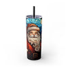 Stained Glass Santa Christmas 20oz Skinny Tumbler with Straw | Holiday Tumbler Gift For Everyone