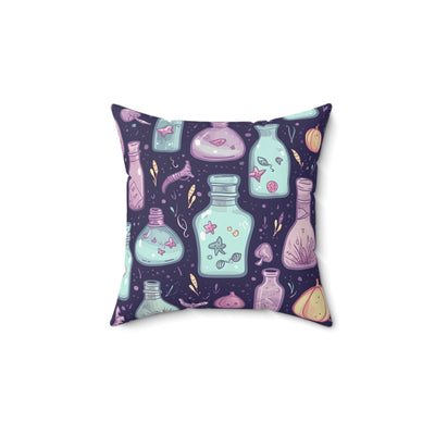 Whimsical Potion-Inspired Faux Suede Square Pillow | Magical Home Decor, Cozy Throw Pillow, Fantasy Gift, Living Room Accent, Unique Gift