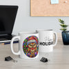 Festive Owl 11oz Christmas Mug  - Holiday Cheer Coffee Cup with Colorful Stained Glass Design