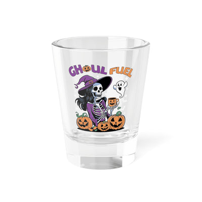 Halloween Themed 1.5oz Shot Glass, Ghoul Fuel Party Favors, Spooky Drinkware, Skeleton Decoration, Ghostly Gift Idea