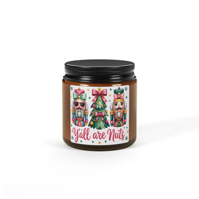 "Y'all Are Nuts" Nutcracker Soy Wax Amber Jar Christmas Candle | Christmas Variety Scented Candle, Four Different Scents To Choose