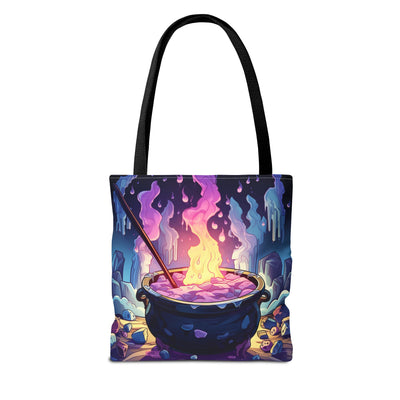 Mystical Cauldron Tote Bag | Witchcraft Tote | Large Reusable Bag | Gift for Witches | Halloween Accessory | Artsy Grocery Bag | AOP Design