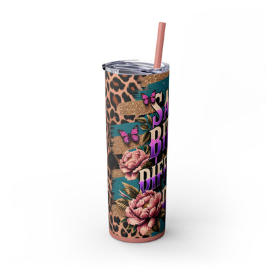 Same Bitch Different Day Floral 20oz Skinny Tumbler With Straw, Travel Mug, Gift for Her, Drinkware, Cute Coffee Cup, Adult Humor Gift