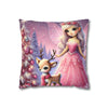 Fairy Princess & Reindeer Christmas Pillowcase | Holiday Decorative Throw Pillow Cover COVER ONLY