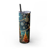 Festive Christmas Tree & Lights Christmas 20oz Skinny Tumbler with Straw | Holiday Tumbler Gift For Everyone