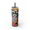 Cute But Feral Raccoon 20oz Skinny Tumbler With Straw | Colorful Raccoon Design, Fun Drinkware for Animal Lovers, Eco-Friendly Gift